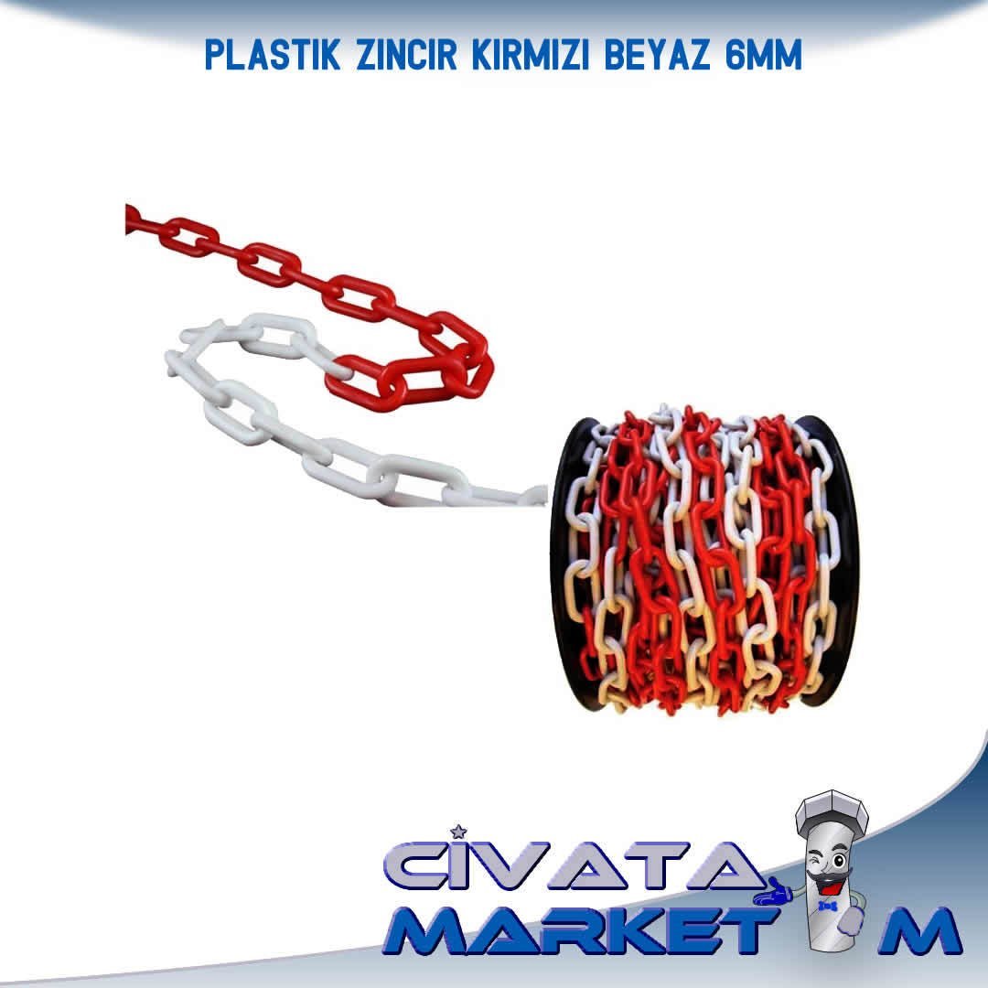 KIRMIZI-BEYAZ PLASTİK ZİNCİR 6MM (MT)