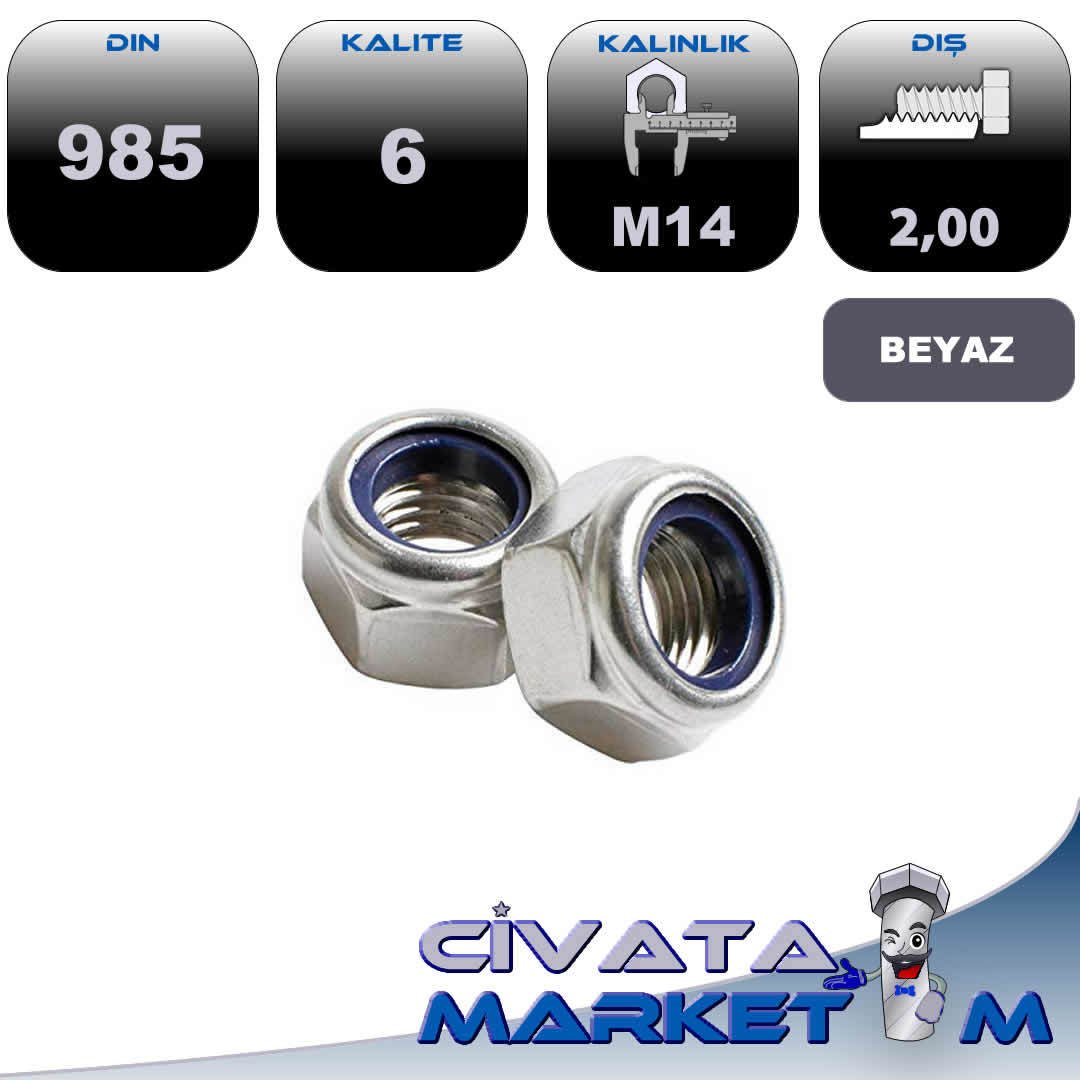 M14 FİBERLİ SOMUN GALV. DIN985 CL.6