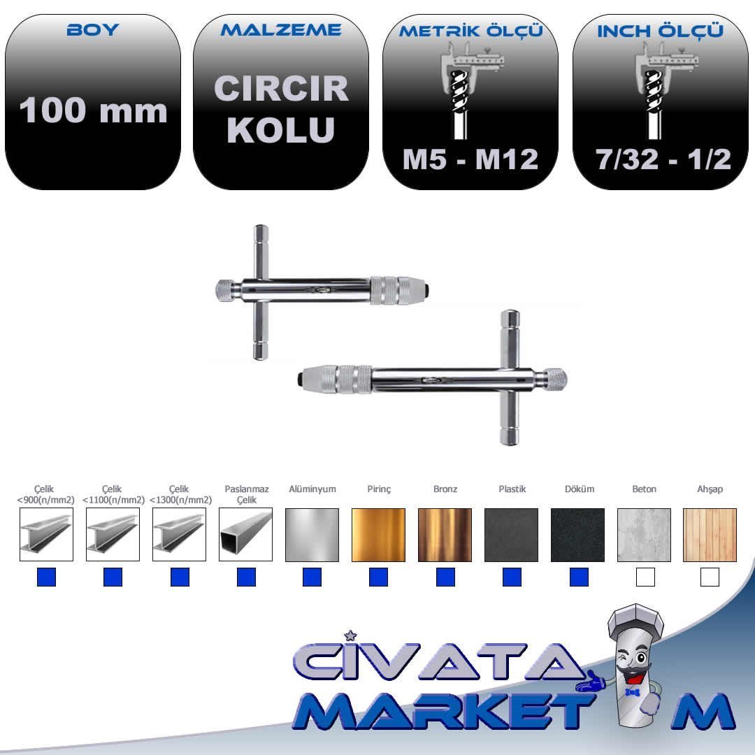 CIRCIR KLAVUZ KOLU   100,0   /   M 5 - M 12  /   7/32 - 1/2 1/8