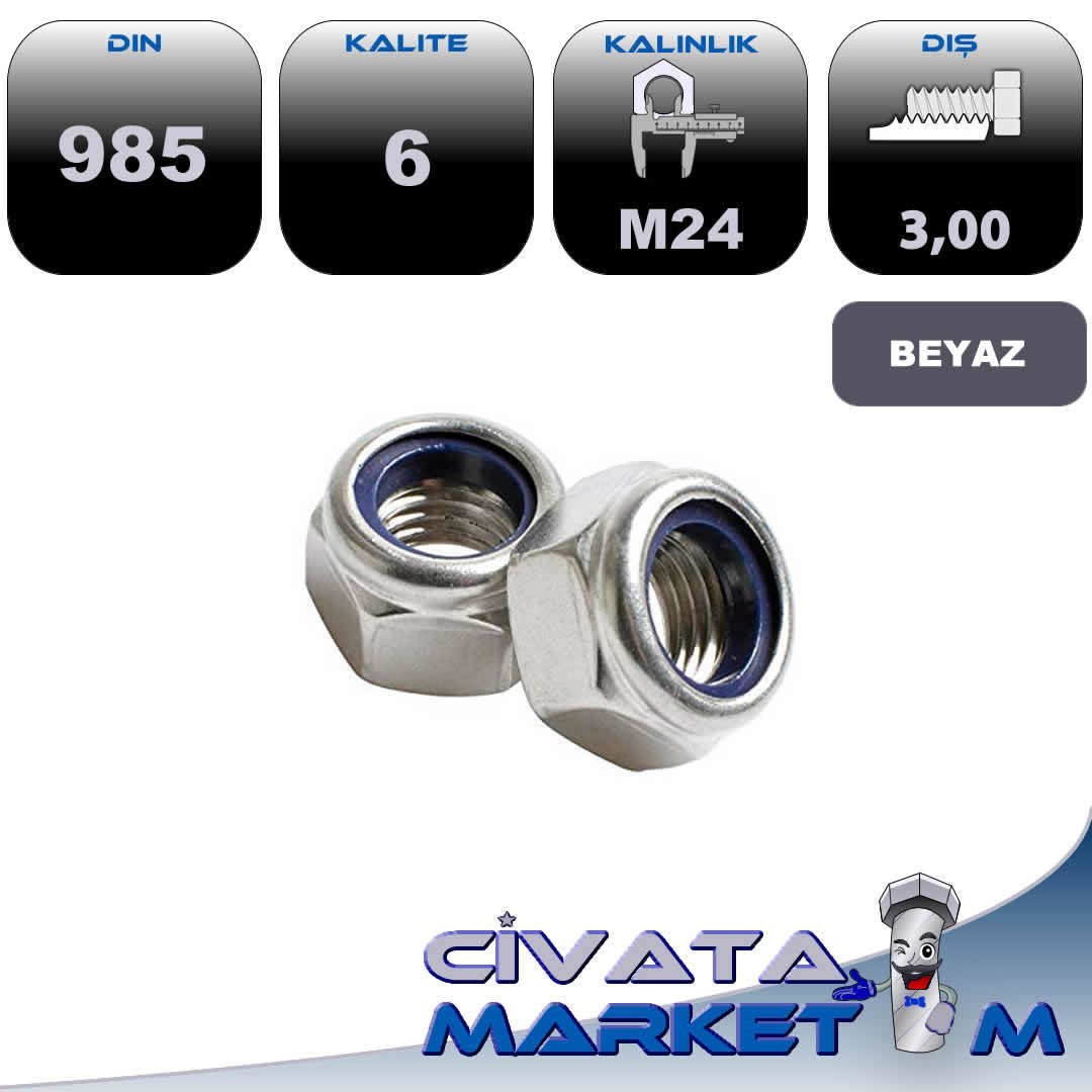 M24 FİBERLİ SOMUN GALV. DIN985 CL.6