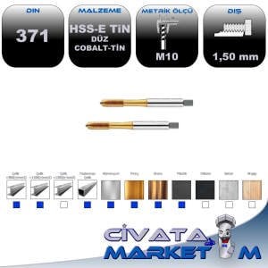 HSS-E TIN MAKİNA KLAVUZU DIN371 DÜZ M10X1,5