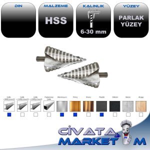 YİVLİ KADEMELİ MATKAP UCU  6-30 mm