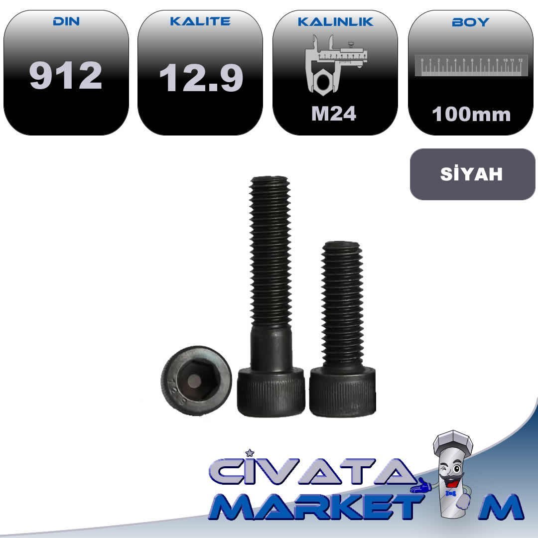 M24*100 İMBUS CİVATA DIN 912 12.9