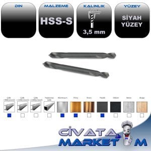 ÇİFT TARAFLI MATKAP UCU HSS-S 3.5 mm