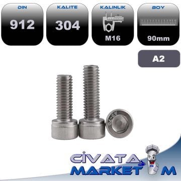 M16*90 İMBUS CİVATA A2
