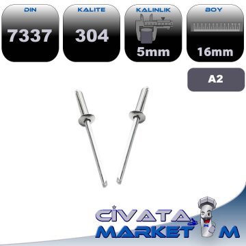 5x16 POP PERÇİN DIN7337 A2 304