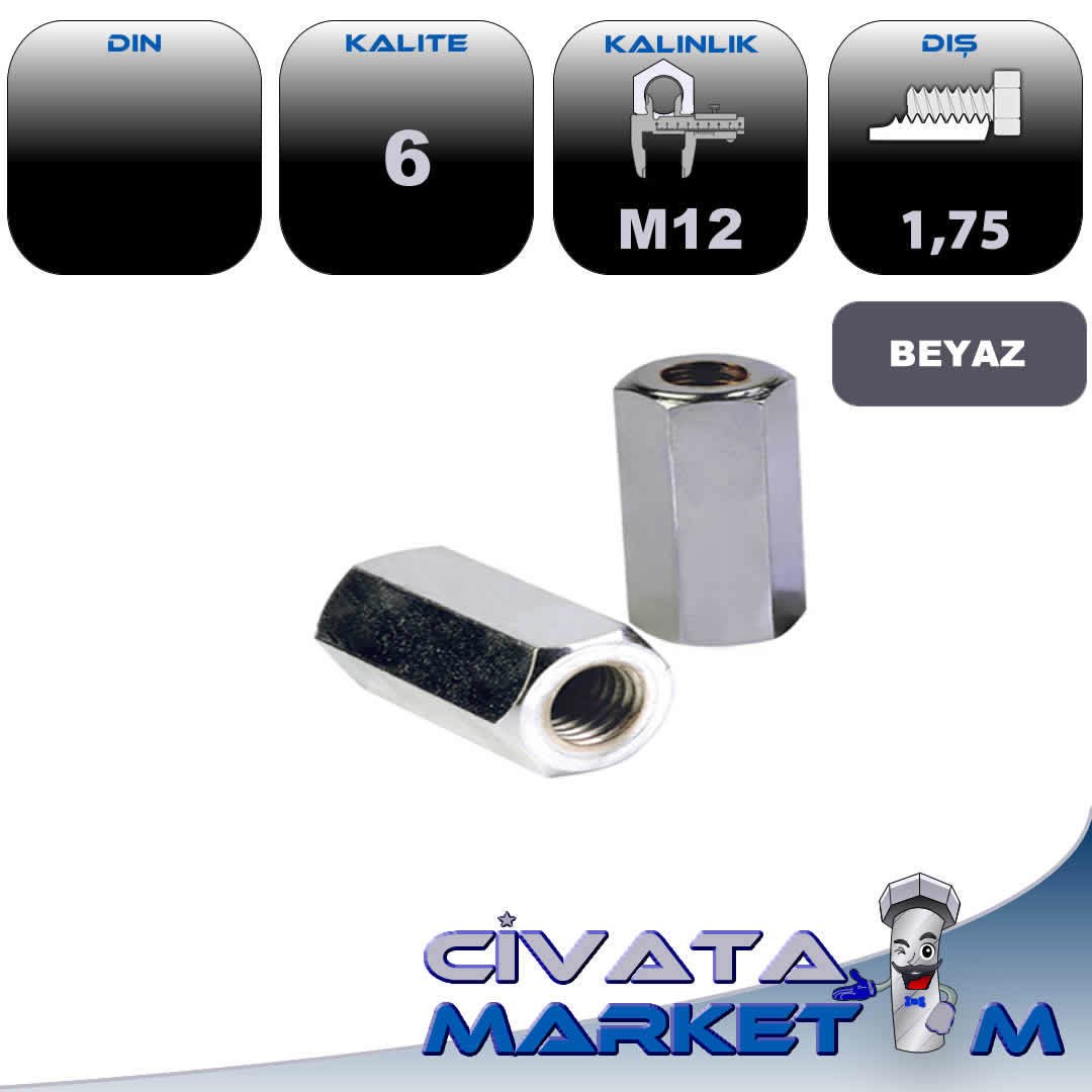 M12 UZATMA SOMUN GALV. DIN6334 CL.6
