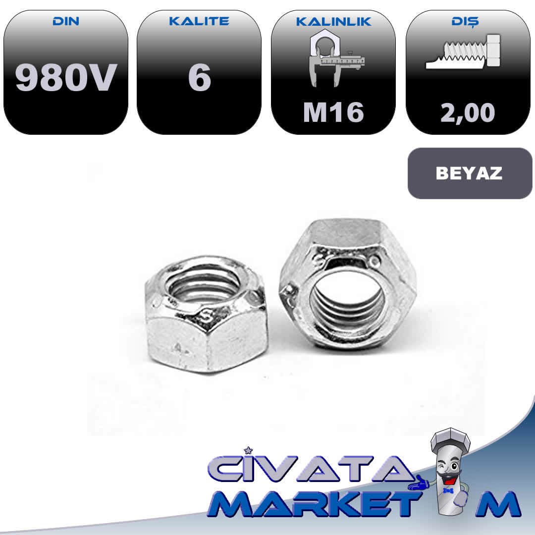 M16 SIKMALI SOMUN GALV. DIN980V CL.6