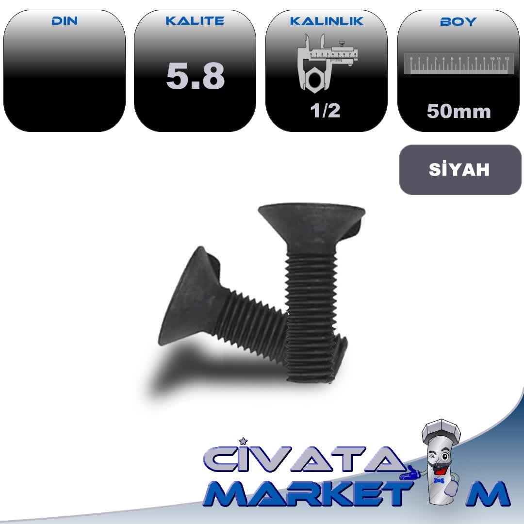 1/2*50 PULLUK CİVATASI SİYAH 5,8