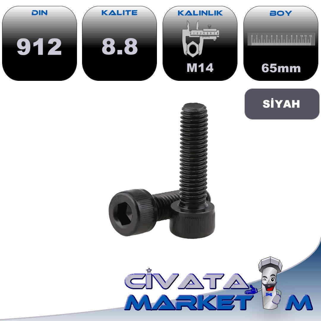 M14*65 İMBUS CİVATA SİYAH 8.8