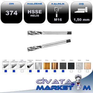 HSS-E HELİS  MAKİNE KLAVUZU İNCE DİŞ MF16*1,5