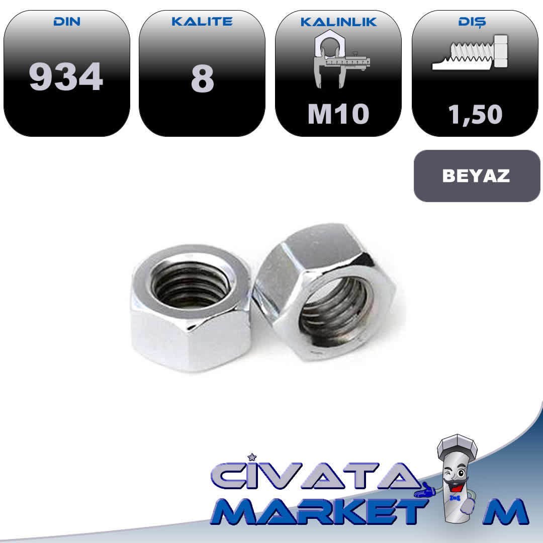 M10 ALTI KÖŞE SOMUN GALV. DIN 934 CL.8