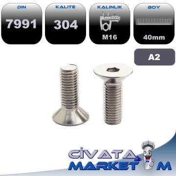 M16*40 HAVŞA BAŞ İMBUS A2