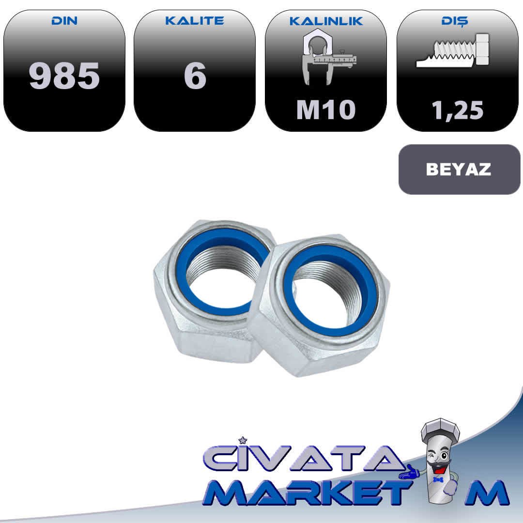 M10x1 FİBERLİ SOMUN GALV. DIN985 CL.6