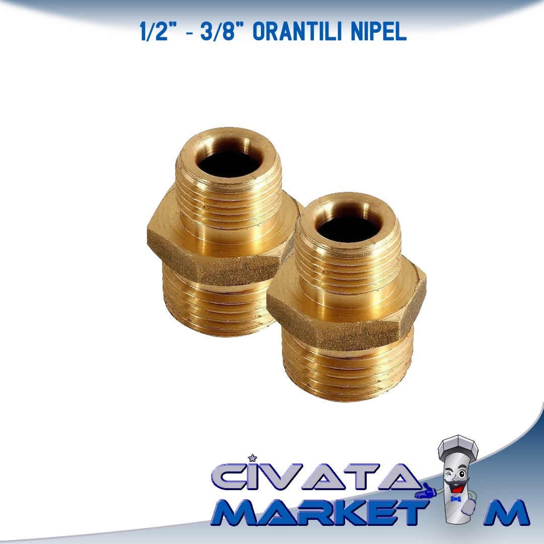 1/2-3/8 ORANTILI NİPEL (PİRİNÇ)