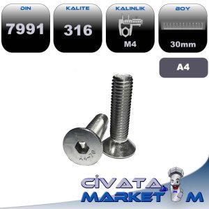 M4*30 HAVŞA BAŞ İMBUS UNI5953 A4 316
