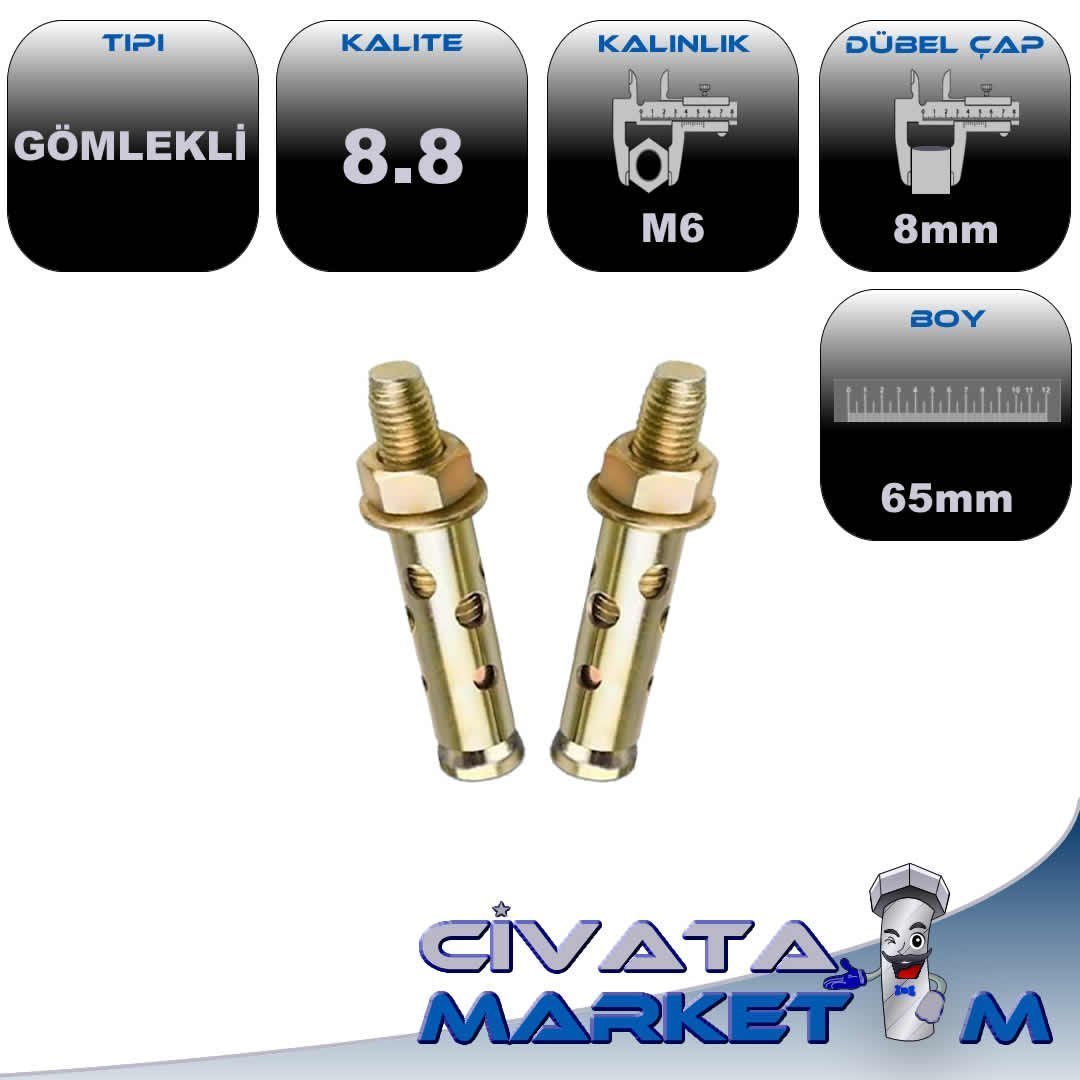 M6*65 GÖMLEKLİ ÇELİK DÜBEL