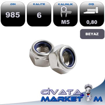 M5 FİBERLİ SOMUN GALV. DIN985 CL.6