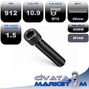 M16x1.5x40 İMBUS CIVATA 10.9 (İNCE DİŞ) - SYH