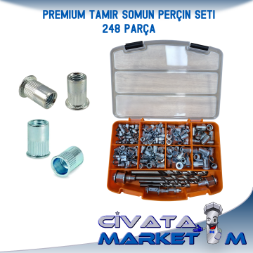 Premium Tamir Somun Perçin Seti 248 Parça