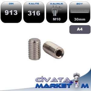 M10*30 SETSKUR DIN 913 A4 316