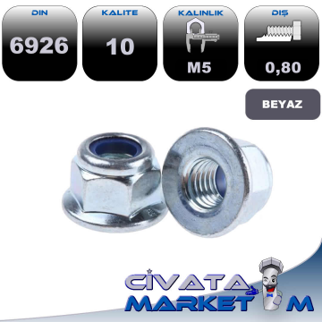 M5 FİBERLİ FLANŞLI SOMUN DIN6926 CL.10