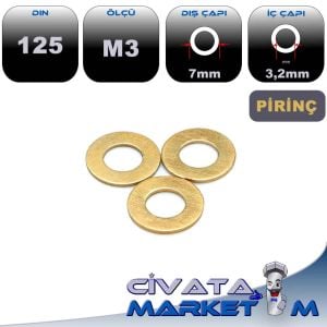 PİRİNÇ M3 DÜZ PUL(RONDELA) DIN125