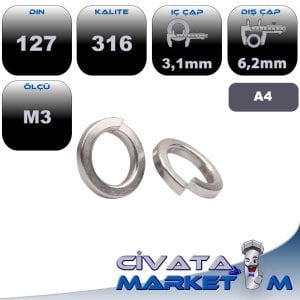 M3 YAYLI RONDELA DIN 127 A4 316