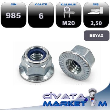 M20 FİBERLİ FLANŞLI SOMUN DIN6926 (TIRTIRLI)