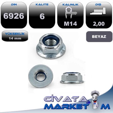 M14 KONTRA FİBERLİ FLANŞLI SOMUN H:14
