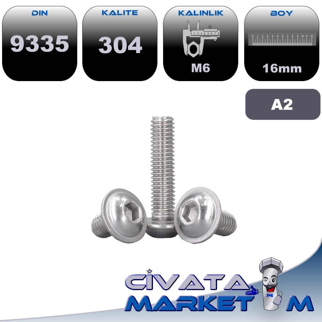 M6*16 BOMBE BAŞ FLANŞLI İMBUS A2