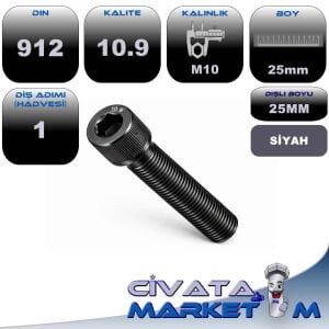 M10x1x25 İMBUS CIVATA 10.9 (İNCE DİŞ) - SYH