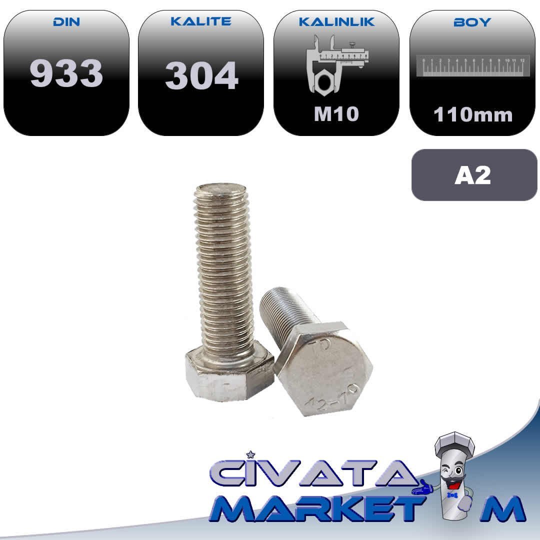 M10*110 ALTIKÖŞE BAŞ CİVATA A2
