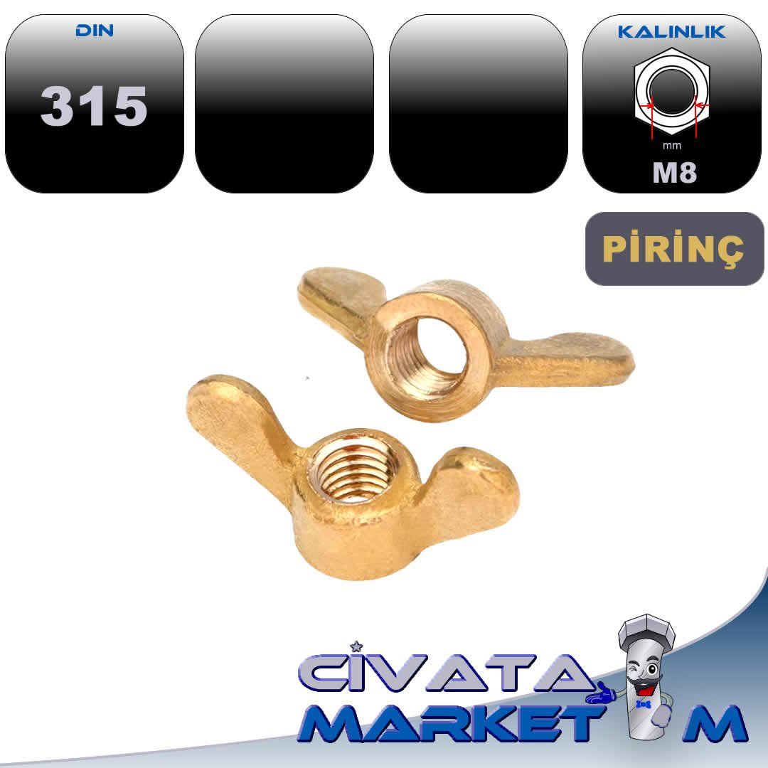 PİRİNÇ M8 KELEBEK SOMUN DIN315