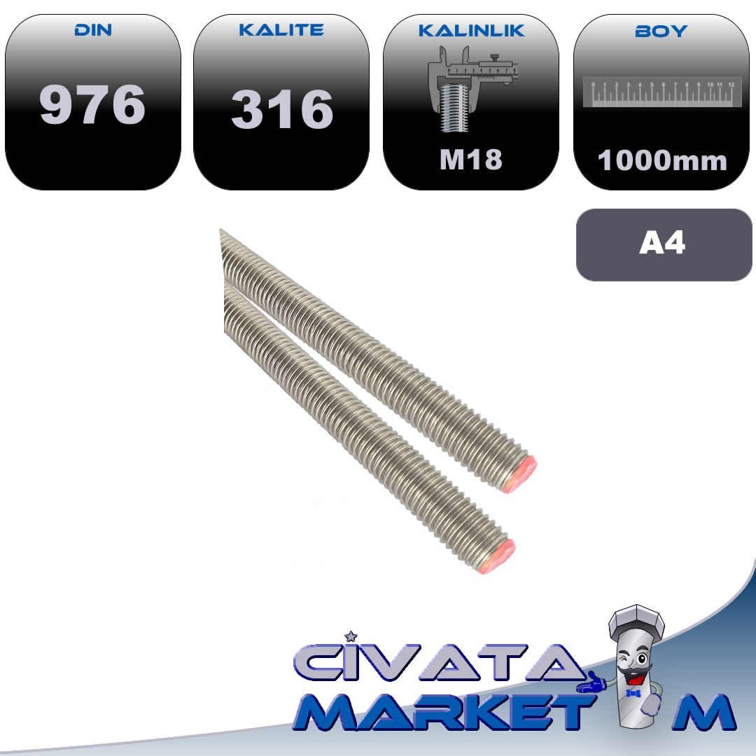 M18*1000 GİJON DIN 975 A4 316