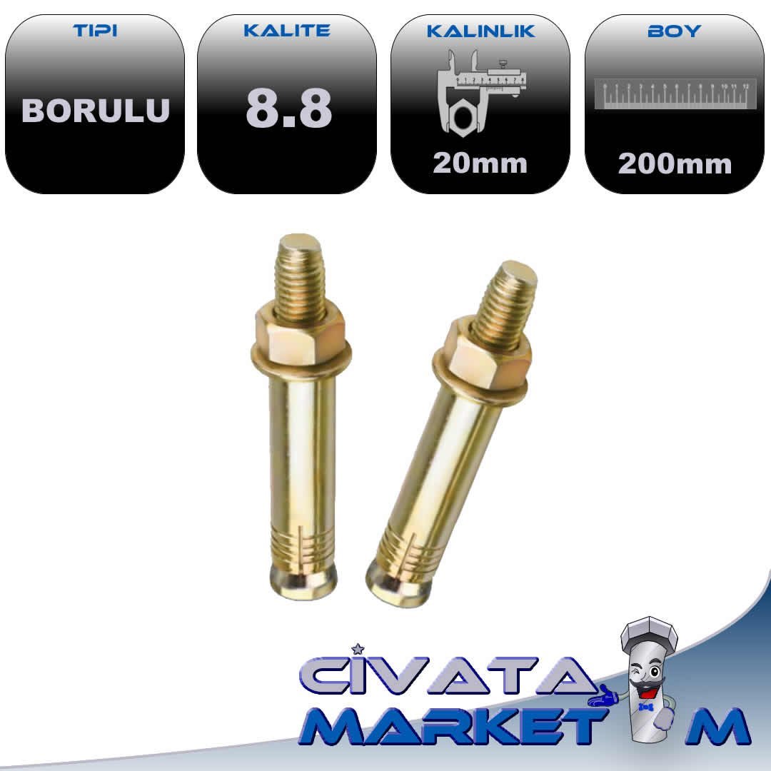 M20*200 BORULU ÇELİK DÜBEL