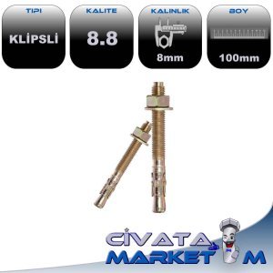 M8x100 KLİPSLİ ÇELİK DÜBEL