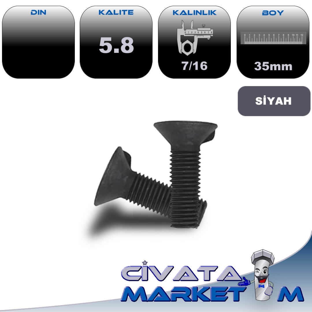 7/16*35 PULLUK CİVATASI SİYAH 5,8