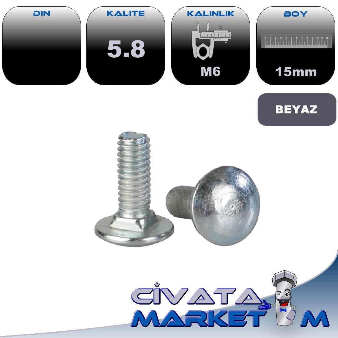 M6*15 TAVA CİVATASI BEYAZ 5,8