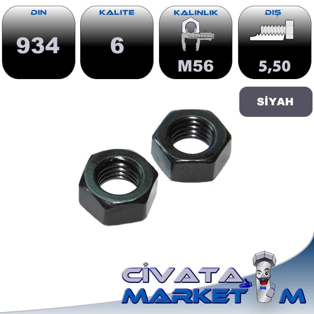 M56 ALTI KÖŞE SOMUN DIN 934 CL.6
