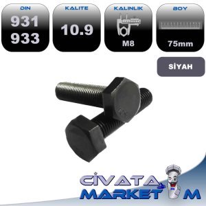 M8*75 ANAHTAR BAŞ CİVATA DIN 931-933 10,9