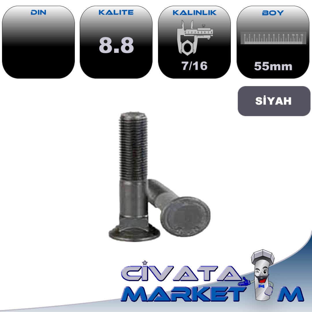 7/16*55 BIÇAK CİVATASI SİYAH 8-8