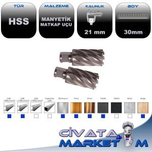 MANYETİK MATKAP UCU 21.0 X 30 mm