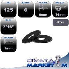 3/16'' İNCH DÜZ PUL SİYAH DIN125