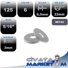 5/16'' İNCH KALIN DÜZ PUL GALV. DIN125