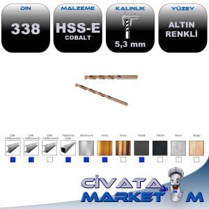 GOLD SERİ MATKAP UCU HSS-E  5.3 MM