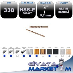 GOLD SERİ MATKAP UCU HSS-E  5.7 MM