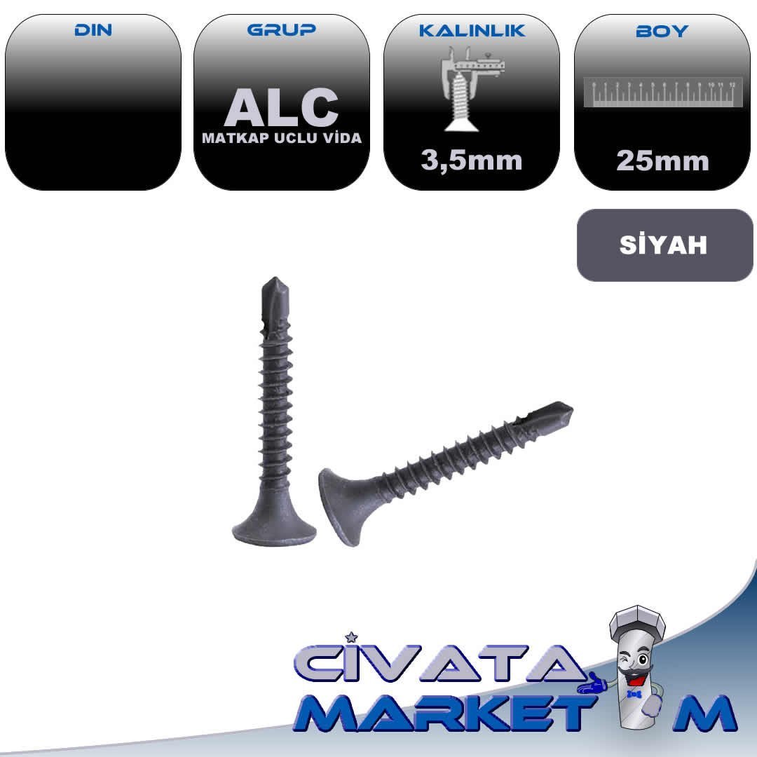 3,5x25 ALÇIPAN MATKAP UCLU VİDA SYH