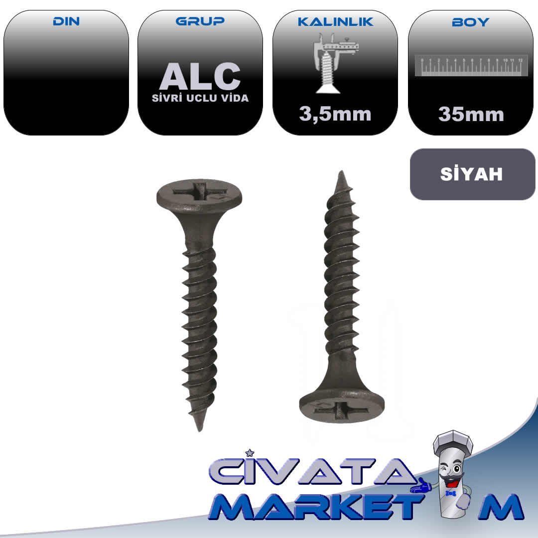 3,5x35 ALÇIPAN SİVRİ UCLU VİDA SYH