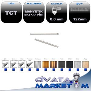 8*122 TCT UZUN MANYETİK MATKAP PİMİ